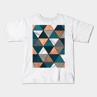 Copper, Marble and Concrete Triangles 2 with Blue Kids T-Shirt